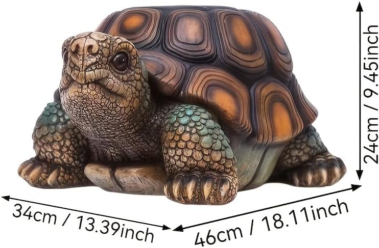 18" Large Resin Turtle Garden Statue Outdoor Patio Lawn Decor Brown - Image 2