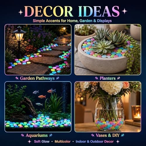 Glow in the Dark Rocks Outdoor, Night Guide Pebbles for Aquarium, Luminous Garden Stones for Landscape Decor, Yard, Walkway & Planter (1000, Multicolor) - Image 6