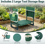 Garden Kneeler and Seat Heavy Duty, Upgraded 350 lbs Load Capacity Garden Bench, 2-in-1 Foldable Gardening Stool, Foam Kneeling Pads with 2 Tool Pouches for Seniors Women Men - Image 6