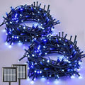 QITONG 2 Pack Blue and White Solar Christmas Lights, Each 66ft 200 LED Solar String Lights Outdoor Waterproof, 8 Modes Solar Twinkle Light for Outside by QITONG