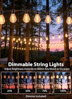 150FT Outdoor String Lights with 50+2 S11 LED Bulbs, Waterproof Dimmable Patio Lights with Remote, Shatterproof E12 Hanging Bistro Lights for Backyard, Porch, Garden, Deck Outdoor Decor - Image 5