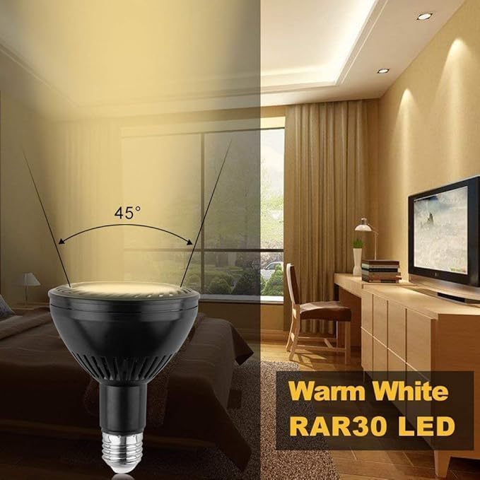 ele ELEOPTION Pack of 2pcs PAR30 LEDs Spot Light Bulb Spotlight 36W LED Bulbs Long Neck E26/E27 Base Lumen 3000K Warm White Light Bulbs 45 Degree Beam Angle - Image 6