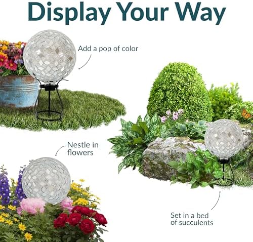 Sunnydaze 10" Mosaic Glass Gazing Ball for Garden, Globe for Outdoor Decor - Image 4