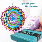 FONMY Mandala Wind Spinner w/Crystal Ball Peacock- 3D Stainless Steel Hanging Spinners Worth Gift Christmas Decoration Indoor/Outdoor Garden Décor Kinetic Yard Art 12 Inches Wind Sculpture - Image 2