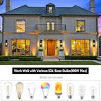 BesLowe 15’’ Large Outdoor Wall Lights, Porch Lights Black with Gold Trim - Image 4