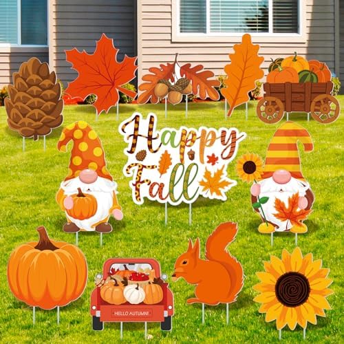 12 Pcs Fall Yard Signs with Stakes Outdoor Thanksgiving Decorations,Fall - Image 4