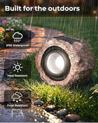 Solar Rock Lights Outdoor 2 Pack, Landscape Spotlight Faux Rock Lights Yard - Image 5