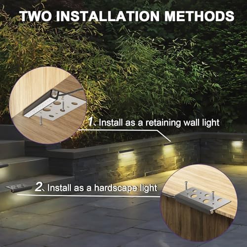 4-Pack 12 Inch Hardscape Lighting, 7W 280LM LED Retaining Wall Lights, 2700K-5000K Selectable,12-24V AC/DC, IP65 Waterproof Low Voltage Step Lights Outdoor, ETL Certified - Image 5
