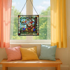 Gnome with Baby Birds Stained Glass Suncatcher – Square Hanging Window Panel for Home, Garden, Nursery, Halloween, Christmas, Memorial Day – Whimsical Glass Art Gift for Gnome Lovers 4u5en2 - Image 5