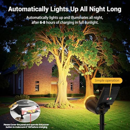 Solar Spot Lights Outdoor Waterproof: 1000LM Big Adjustable Spotlight - 2-in-1 15Hrs+ Long Lasting Spot Light - Solar Powered Spotlights Landscape Lighting for Garden, Yard, Tree, Flag, Wall, Pathway - Image 3