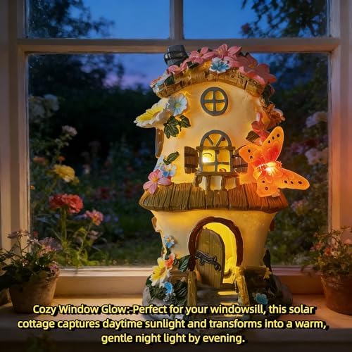Fairy Garden House,Fairy House,8.3in,Fairy Garden Accessories,Solar - Image 5