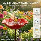 Metal Flower Garden Stakes Bird Bath, Handmade Floral Metal Garden Stakes Decorative, Serving as a Mini Bird Bath & Butterfly Bee Watering Station for Outdoor Lawn & Yard Decor (5pcs Orange) - Image 2