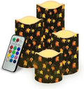 Jeiento 4 Pcs Flickering Flameless Candles Maple Leaf Realistic Pillar Candle Thanksgiving Day Decor-LED Flickering Battery Candles Include Realistic Moving Wick LED Flames and 18 Key Remote Control by Jeiento