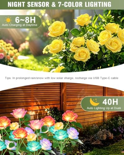 Solar Lights Outdoor, Dual Use Flower Lights with 40H Runtime - Image 4