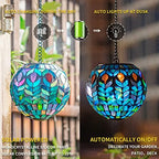 VCUTEKA Hanging Solar Lanterns, Colorful Mosaic Solar Lights Garden Decor - Image 3
