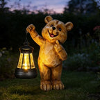 Solar Garden Statues Bear Figurine Outdoor Lights, Resin Yard Decorations Outdoor, Garden Decor Unique Birthday Housewarming Gifts for Mom (Bear 1) - Image 6