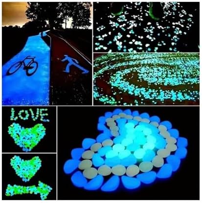300Pcs Glow in The Dark Stones - Luminous Pebbles for Outdoor Garden Fish Tank Rocks Glowing Decorative(Blue 300pcs) - Image 6