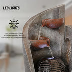 16 inch Waterfall Fountain Indoor-Tabletop Water Fountain-Outdoor Waterfall Spilling into pots Hung on monolithic Water Wall-with LED Lights-Soothing Indoor Waterfall Sounds from Water Machine - Image 2