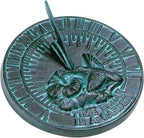 Hummingbird Sundial, Cast Brass with Verdigris Finish, 10 Inch Diameter with Stand - Image 2