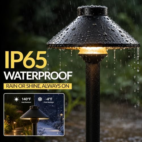 Outdoor Pathway Light – Low Voltage Landscaping Lighting (4 Pack) – Black - Image 3