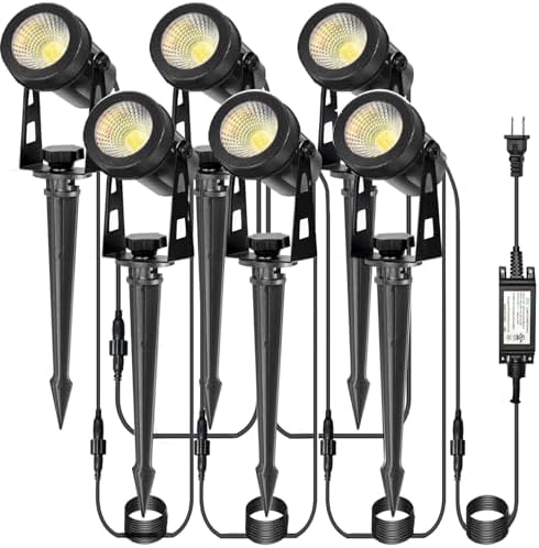 CPLIRIS Outdoor Landscape Lighting, LED Spot Lights Kit for Garden, Yard, House, Lawn, Tree, Flags, Fence Use, Warm White 2700k-3300k, IP67 Waterproof & Connectable - 6 Pack by CPLIRIS