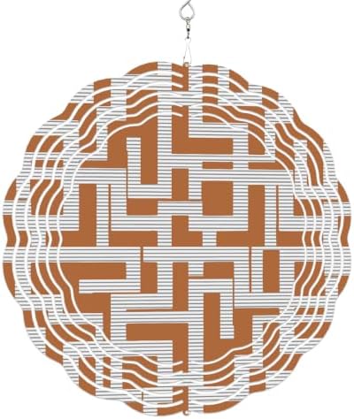 12 Inch Orange Checkered Wind Spinner for Yard and Garden, Geometric Modern Abstract Art Hanging Ornaments Outdoor 3D Kinetic Wind Sculpture Spinners Indoor Outdoor Patio Décor Ornaments Gift by Unknown