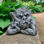 OLOMA Gothic Gargoyle Garden Statue Concrete Handmade Garden Sculpture Outdoor Lawn Decor Patio Yard Ornament Weather Resistant Cement Demon Figurine Mystery Lovers Gift by OLOMA