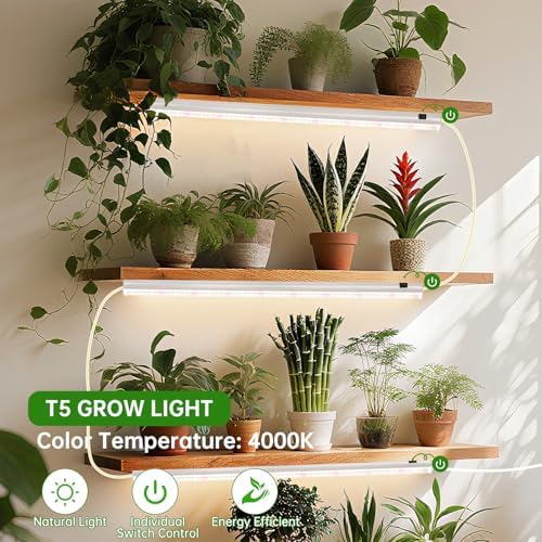 T5 Grow Lights, 2FT 120W (8×15W, 1000W Equivalent), Full Spectrum Grow Lights for Indoor Plants, 4000K, Plug and Play, Easy to Install, for Greenhouse & Plant Shelves (8 Pack) - Image 3