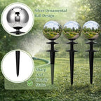 Tandefio 9 Pcs Garden Hose Guide Spike 13.5'' Decorative Ball, Silver - Image 2