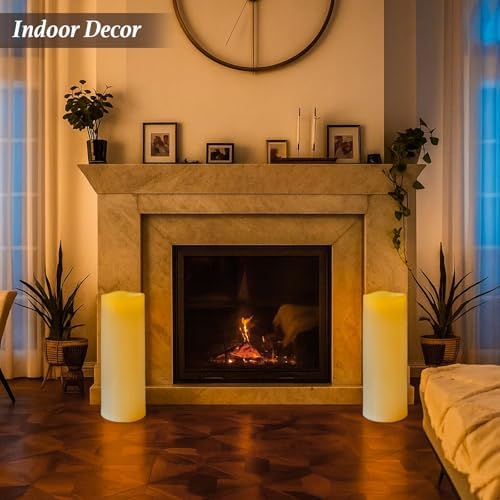 5" x 14" Ivory Large Waterproof Outdoor Flameless Candles Battery Operated LED Flickering Pillar Candles with Remote and Timer for Indoor Outdoor Lanterns, Long Lasting, Set of 2 - Image 5