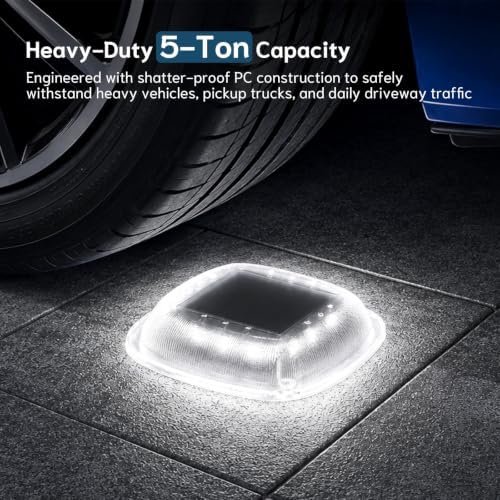 Solar Deck Lights Outdoor, Waterproof Solar Driveway Lights - Image 6