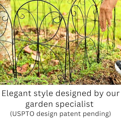 ShopLaLa Garden Fence Animal Barrier (10 Panels) 12in(L) x 24in(H) Rustproof Decorative Metal Wire Fencing Flower Bed Edging for Landscape, Animal Barrier Fencing Dogs Patio Outdoor Black Border Decor - Image 5