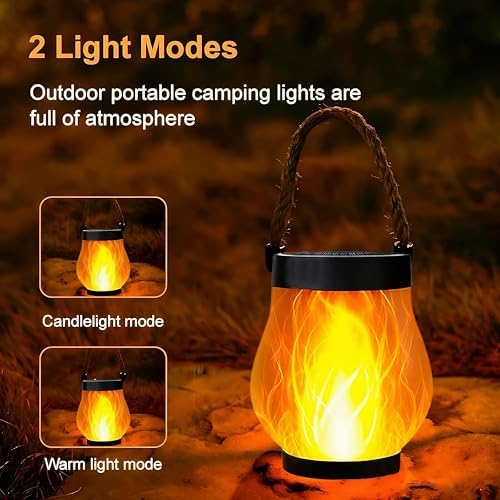 Solar Lantern Outdoor Lights Large Waterproof Flickering Flame Solar Lantern for Yard Garden Patio Hanging Tabletop Decor (5 Pcs) - Image 4