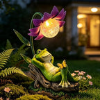 Solar Frog Garden Decor Outdoor Statue - Frog Umbrella LED Waterproof Sculpture Light, Patio Pathway Frog Lamp Figurine for Yard Lawn Garden Gifts for Women Mom Grandma - Image 3