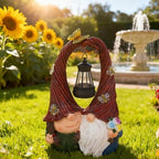 Couple Gnome Decor with Solar Light Lantern Lamp Garden Statue Outdoor Figurine for Yard Patio Unique Perfect Gnomes Gifts for Women Mom Grandma Valentines Decorations - Image 2