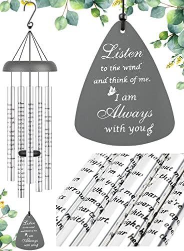 Fabuday 32'' Sympathy Wind Chimes Memorial Gift for Loss of Loved One Gray by Fabuday