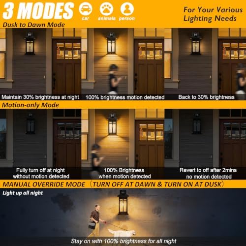 Brilvibera 2-Pack 16" Large Black Outdoor Wall Light - Image 5