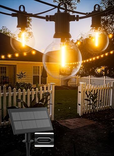 Zuske Solar Outdoor String Lights, 50FT G40 IP65 Waterproof Patio Lights by Zuske