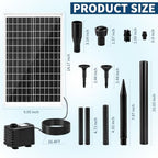 20W Solar Fountain Pump, Adjustable Submersible Pump for Garden Pond - Image 2