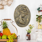 Sungmor Gold Cast Iron Wall Decor,Oval-shaped Classical Lady Relief Plaque - Image 2