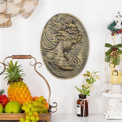 Sungmor Gold Cast Iron Wall Decor,Oval-shaped Classical Lady Relief Plaque - Image 2