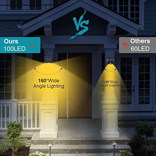 10 Pack Solar Motion Lights - 3 Modes/100LED Outdoor Security Lights - Wireless, IP65 Waterproof - Warm White for Front Door, Backyard, Garage, Deck - Image 3