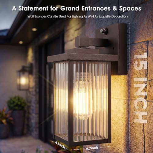 2-Pack 15-Inch Dusk to Dawn Outdoor Light, Oil-Rubbed Bronze Metal - Image 3