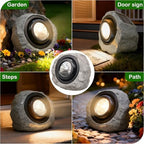 Solar Rock Lights Outdoor,Solar Ash Gray Garden Stone Spotlights - Image 7