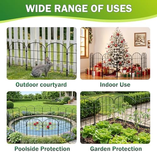 20.58ft (L) x 24in (H) Decorative Garden Fence Panels - Animal Barrier Fence No Dig Fencing Rustproof Metal Wire Edging Panel Border Apply to Dog Fencing for Yard Outdoor Decor Flower Beds - Image 6