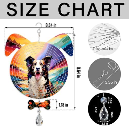 Border Collie Dog Ears Wind Spinner, Border Collie Wind Spinner Hanging for Yard and Garden - Image 2