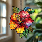 Rainbow Hibiscus Acrylic Suncatcher by AVAGAN