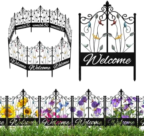 4 Pack Welcome Decorative Garden Fence Metal Arched Yard Border Fence by ResamaWallDecorationGift