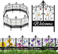 4 Pack Welcome Decorative Garden Fence Metal Arched Yard Border Fence by ResamaWallDecorationGift
