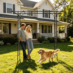 Metal Garden Arbor Trellis with Side Garden Trellis, 7FT Heavy Duty Arch Archway for Wedding, Backyard & Vine Plants - Rust-Resistant Powder-Coated Steel, Easy Assembly - Image 2